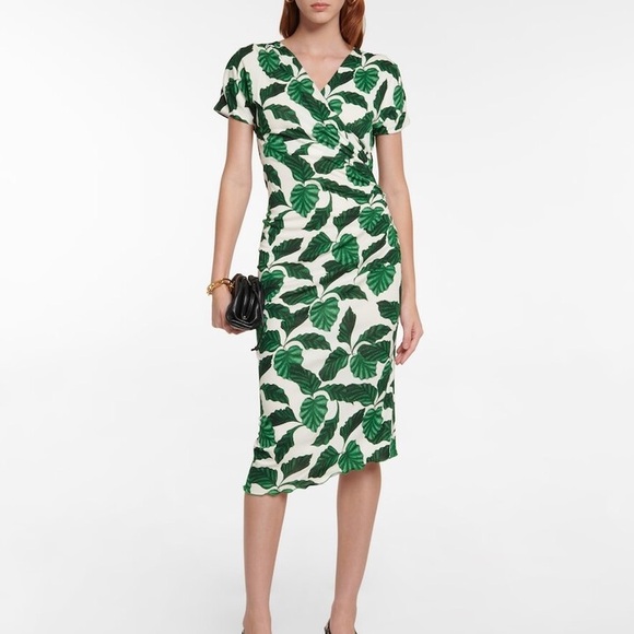 Diane Von Furstenberg Havana Printed Jersey Midi Dress Size L - Picture 4 of 13